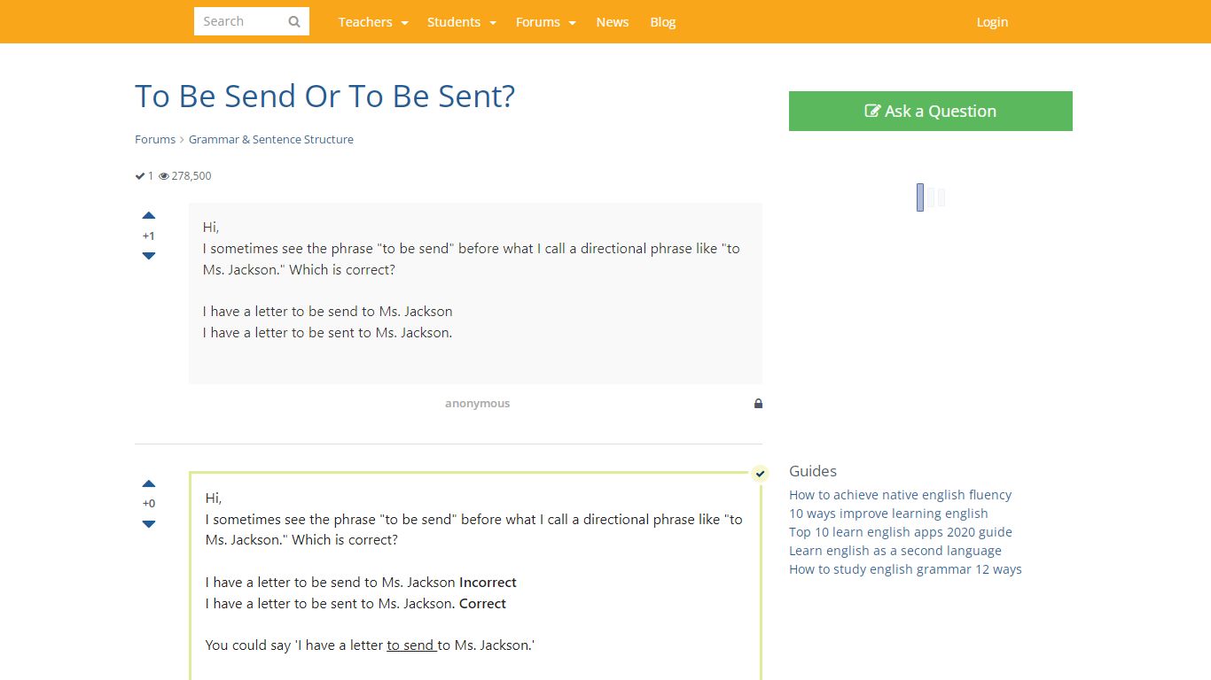 To Be Send Or To Be Sent? - englishforums.com